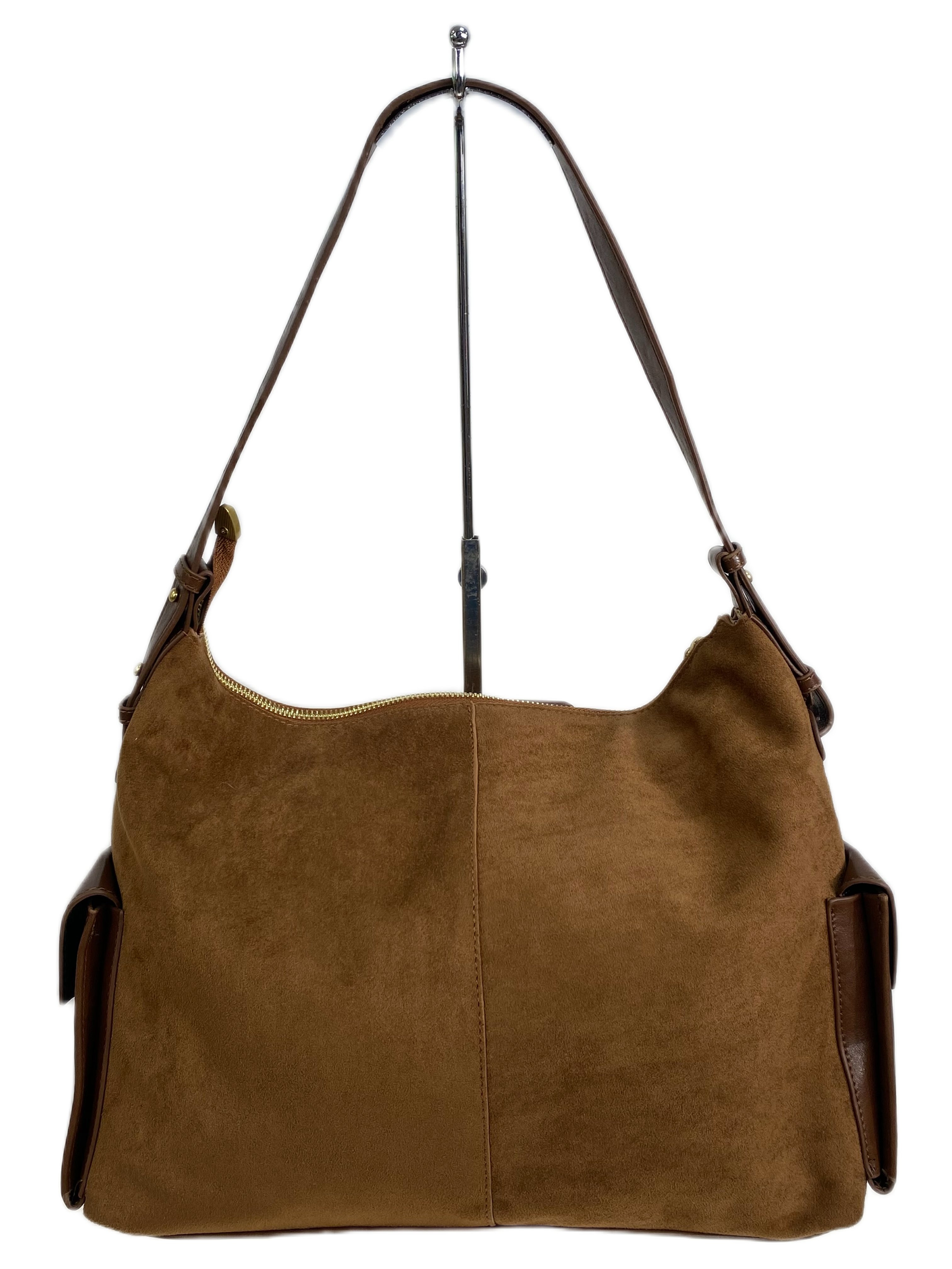 На фото 2 - Женская сумка из искусственной замши, цвет коричневый На фото 2 - Женская сумка из искусственной замши, цвет коричневый