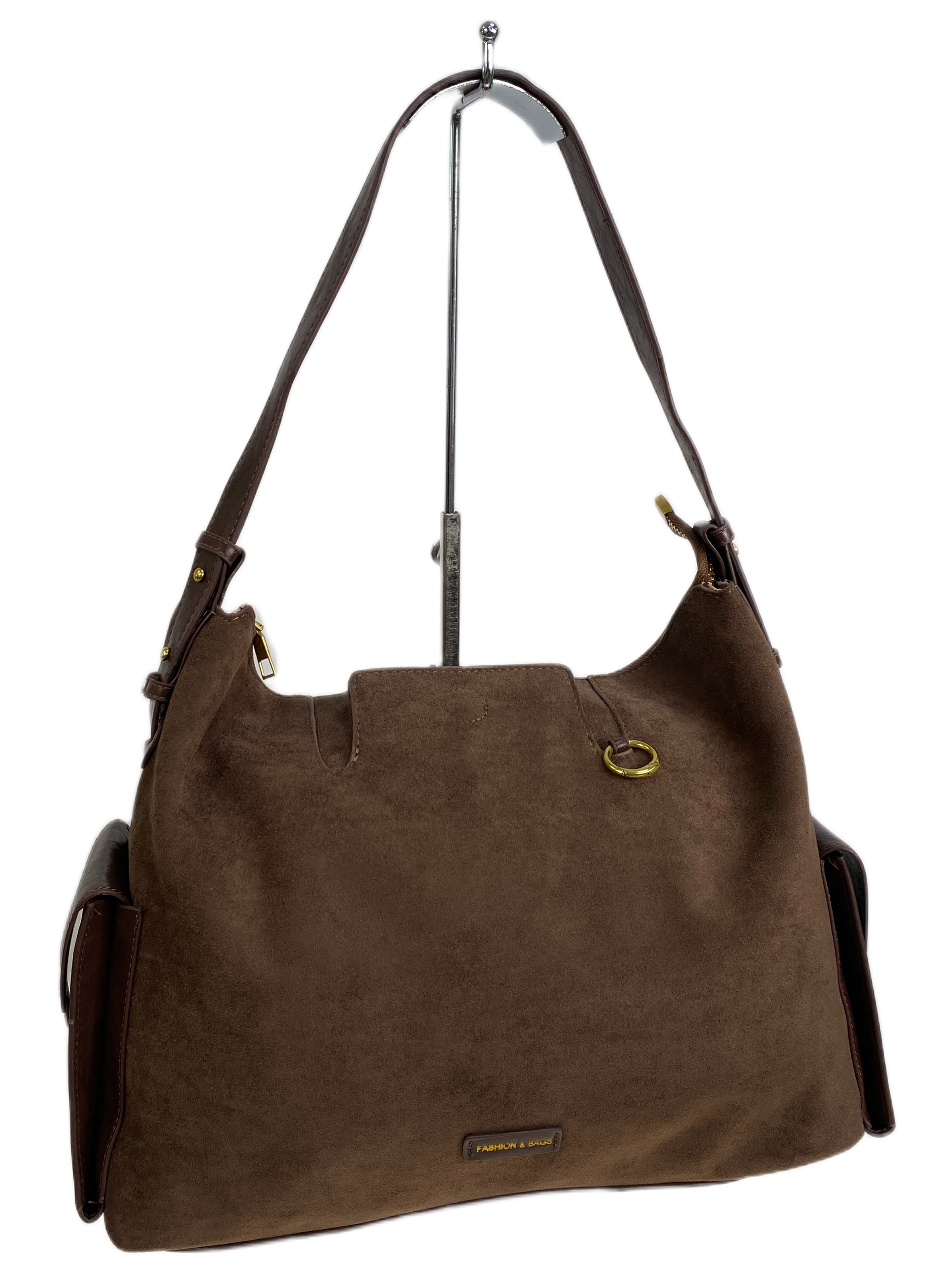 На фото 1 - Женская сумка из искусственной замши, цвет шоколад На фото 1 - Женская сумка из искусственной замши, цвет шоколад