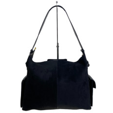 На фото 2 - Женская сумка из искусственной замши, цвет черный На фото 2 - Женская сумка из искусственной замши, цвет черный