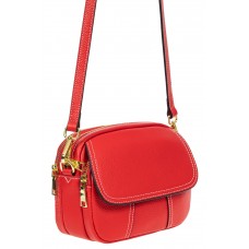 На фото 1 - Женская сумка cross-body из фактурной натуральной кожи, цвет красный На фото 1 - Женская сумка cross-body из фактурной натуральной кожи, цвет красный