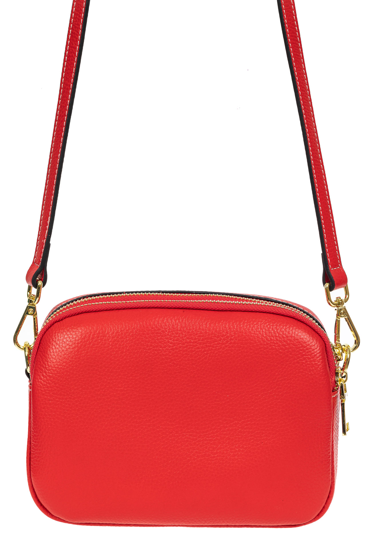 На фото 3 - Женская сумка cross-body из фактурной натуральной кожи, цвет красный На фото 3 - Женская сумка cross-body из фактурной натуральной кожи, цвет красный
