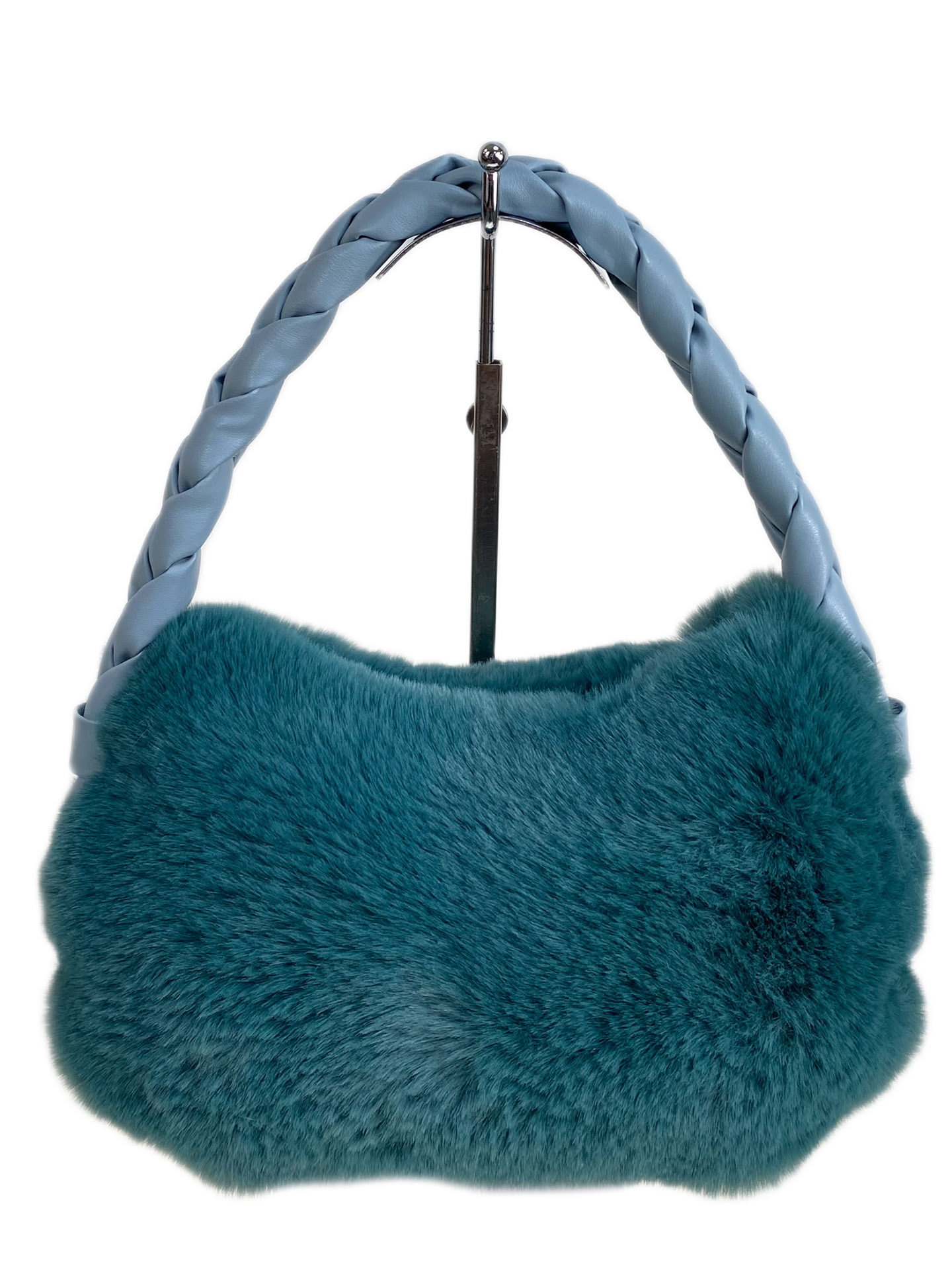 На фото 2 - Женская сумка из искусственного меха, цвет бирюзовый