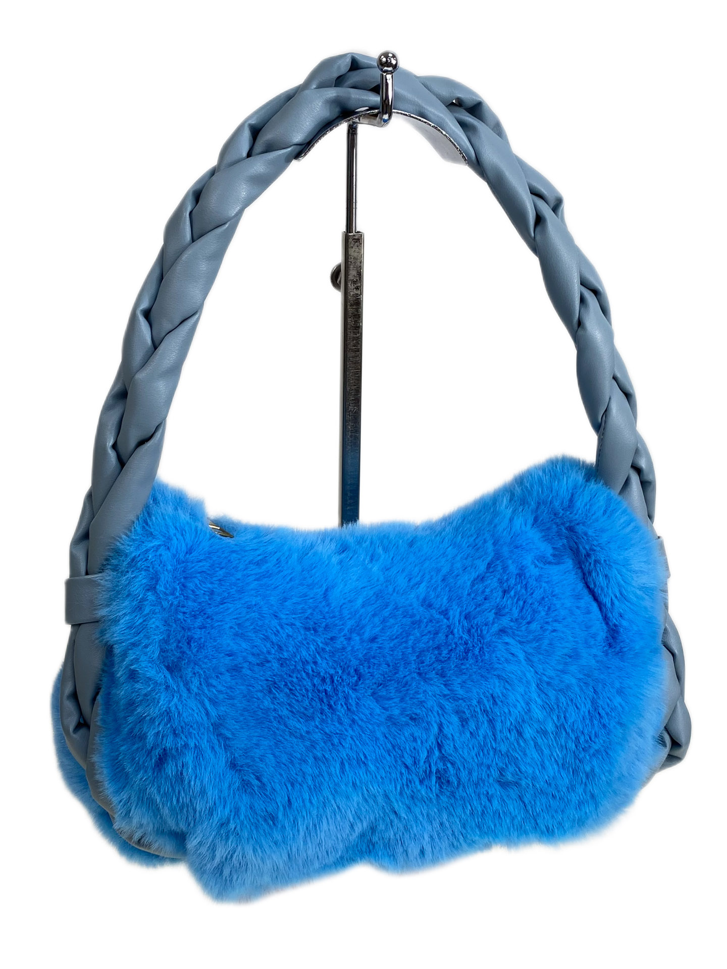 На фото 1 - Женская сумка из искусственного меха, цвет голубой