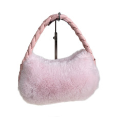 На фото 1 - Женская сумка из искусственного меха, цвет розовый