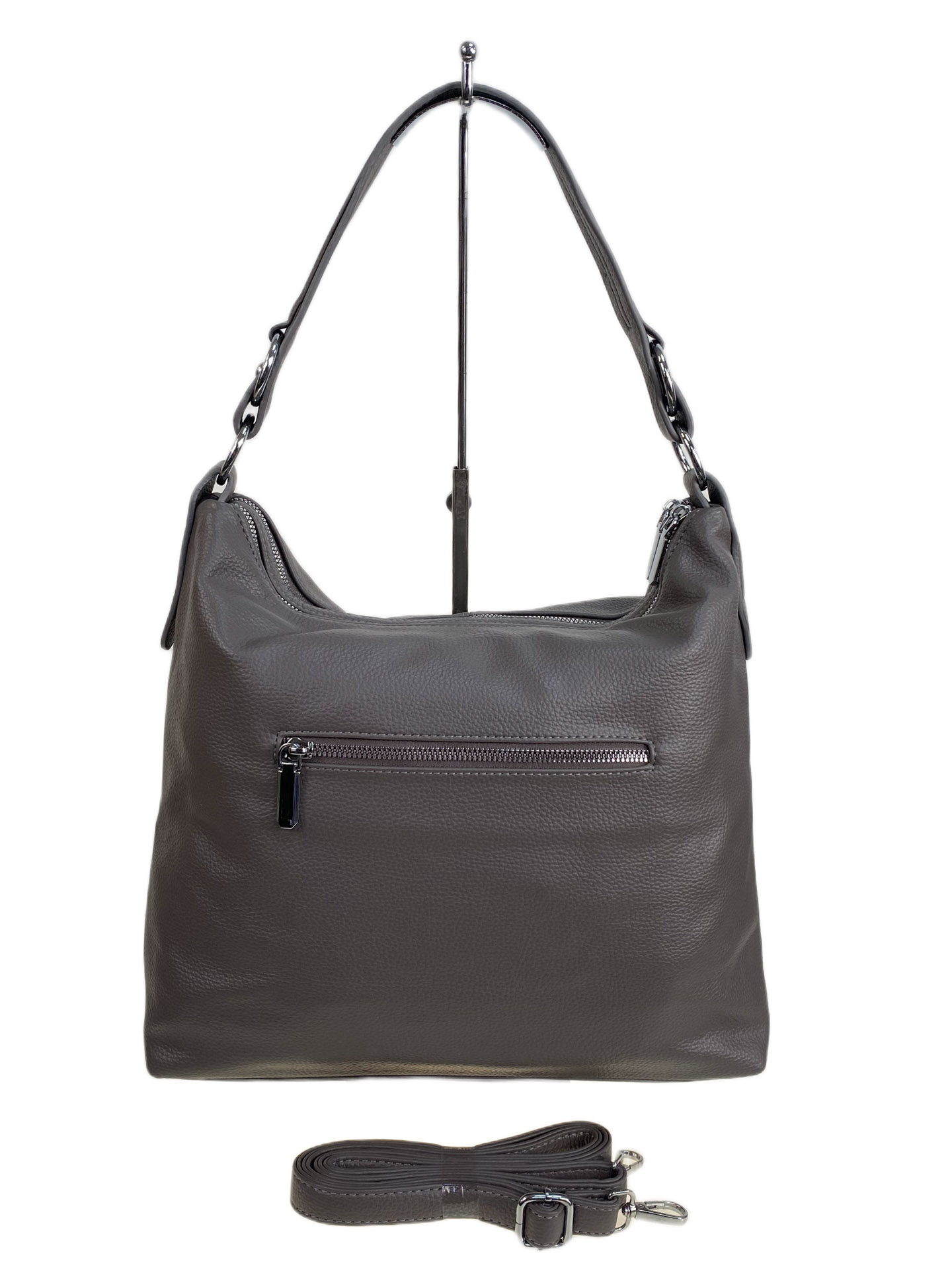 На фото 2 - Женская сумка из искусственной кожи, цвет серый