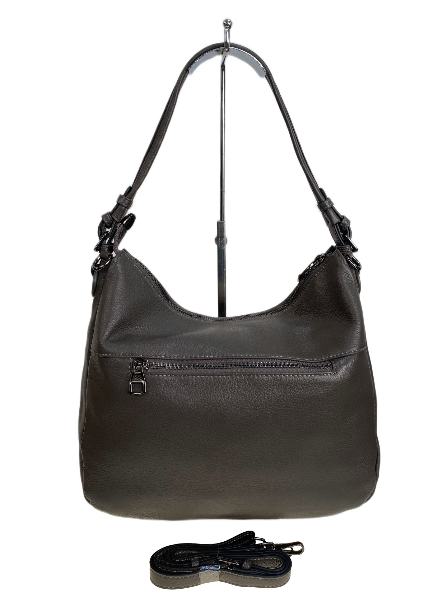 На фото 2 - Женская сумка из натуральной кожи, цвет серый