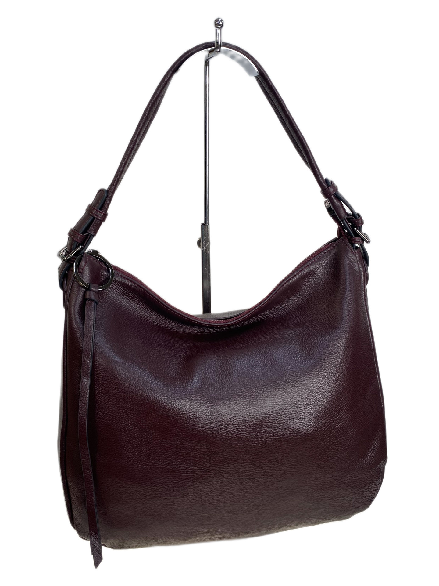 На фото 1 - Женская сумка из натуральной кожи, цвет бордовый