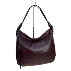 На фото 1 - Женская сумка из натуральной кожи, цвет бордовый