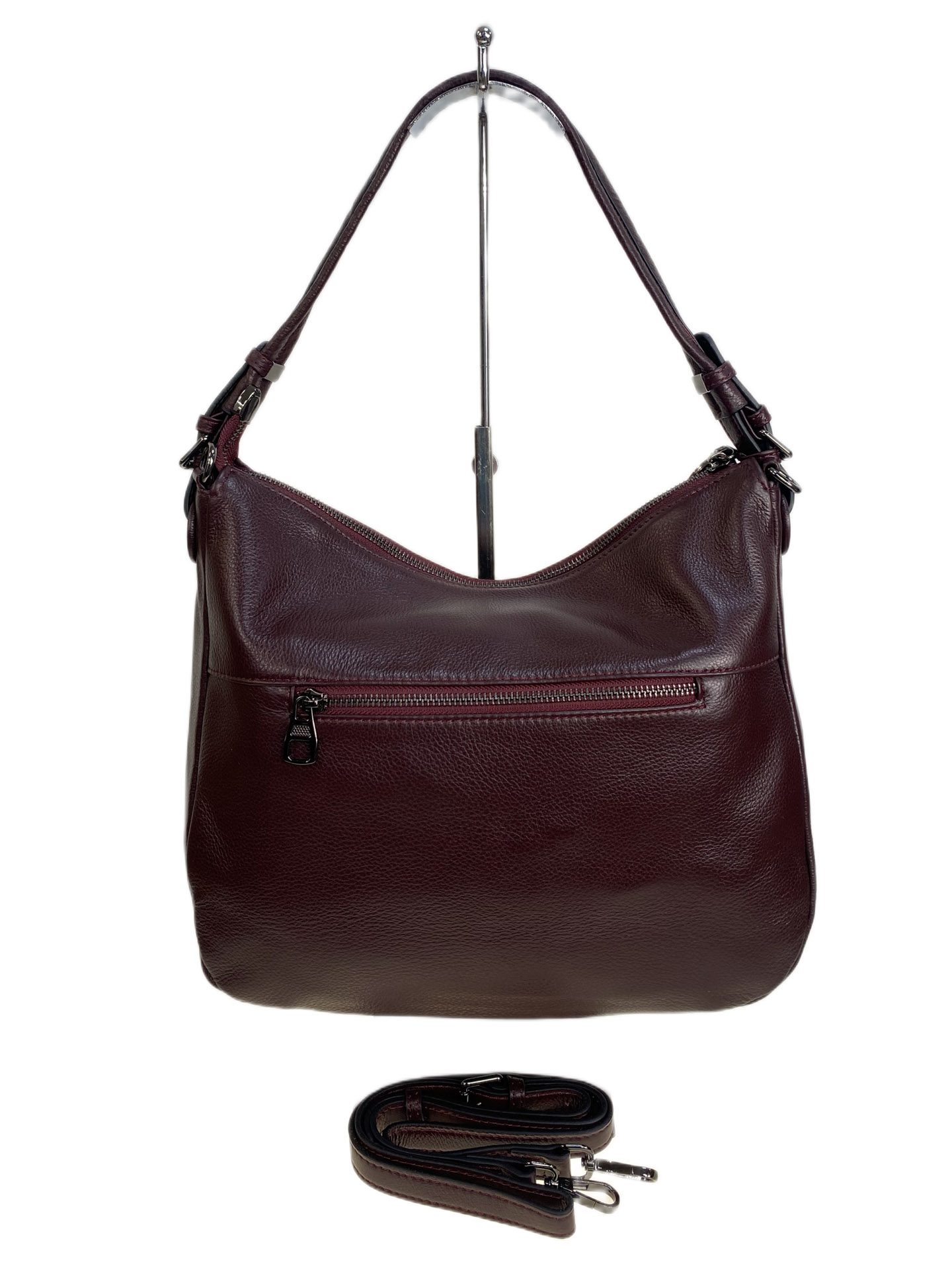 На фото 2 - Женская сумка из натуральной кожи, цвет бордовый