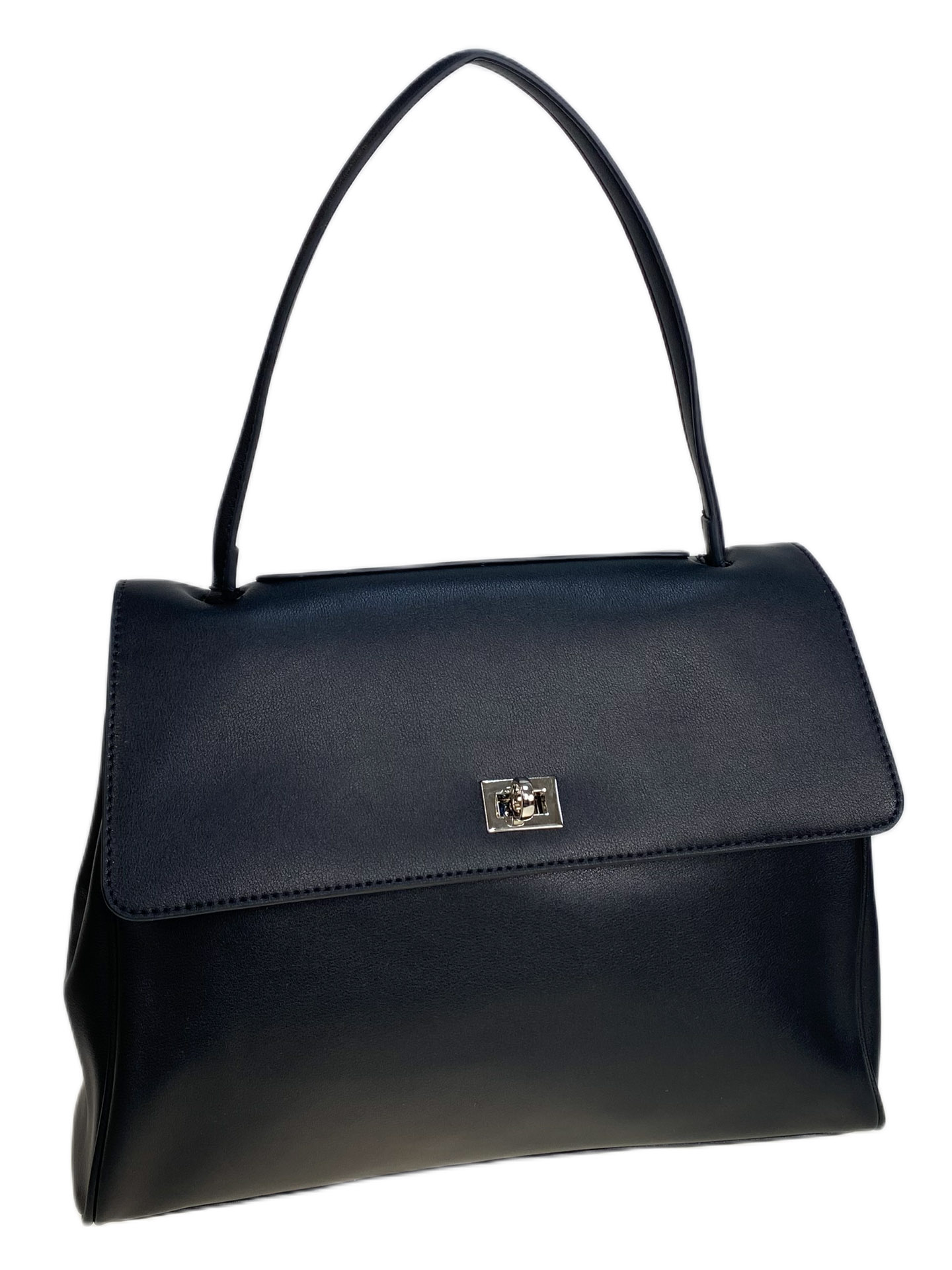 На фото 1 - Женская сумка из натуральной кожи, цвет  черный