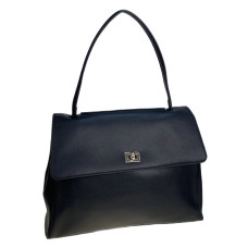 На фото 1 - Женская сумка из натуральной кожи, цвет  черный