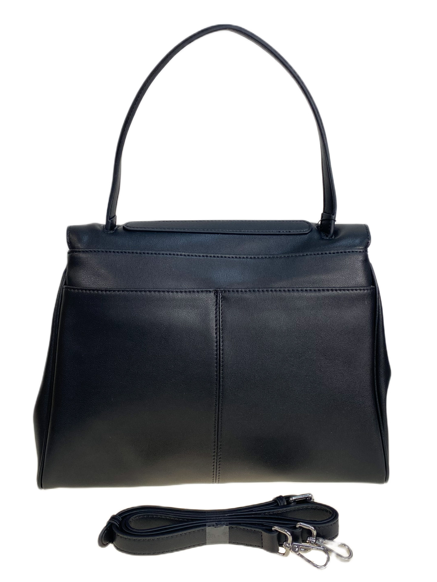 На фото 2 - Женская сумка из натуральной кожи, цвет  черный