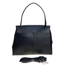 На фото 2 - Женская сумка из натуральной кожи, цвет  черный