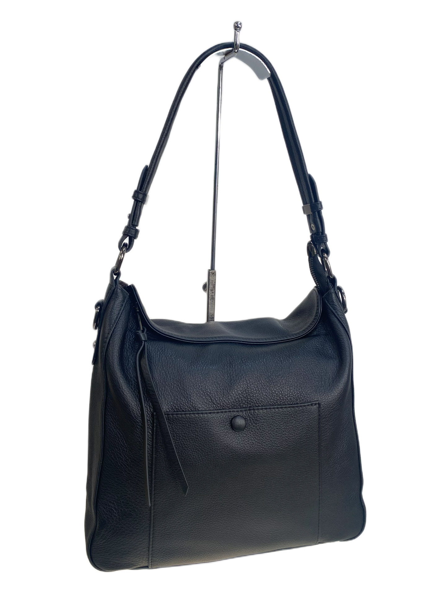 На фото 1 - Женская сумка из натуральной кожи, цвет черный