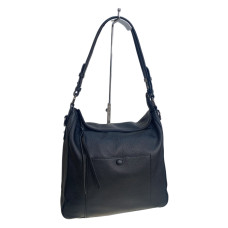 На фото 1 - Женская сумка из натуральной кожи, цвет черный