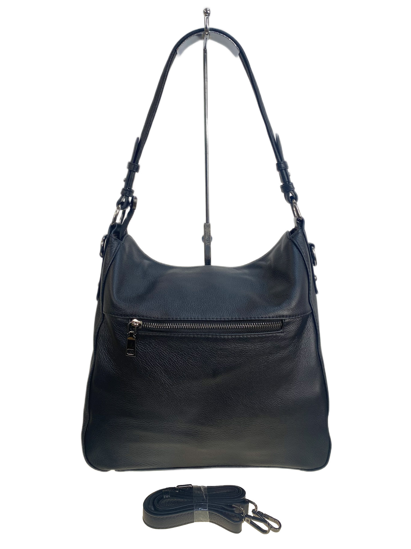 На фото 2 - Женская сумка из натуральной кожи, цвет черный