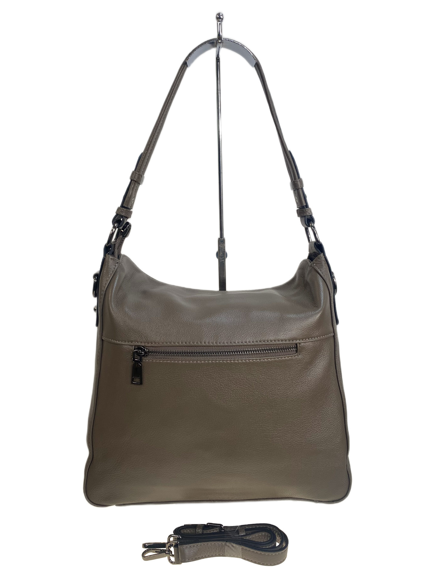 На фото 2 - Женская сумка из натуральной кожи, цвет серый На фото 2 - Женская сумка из натуральной кожи, цвет серый