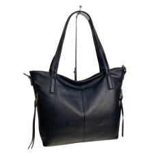 На фото 1 - Женская сумка из натуральной кожи, цвет  черный