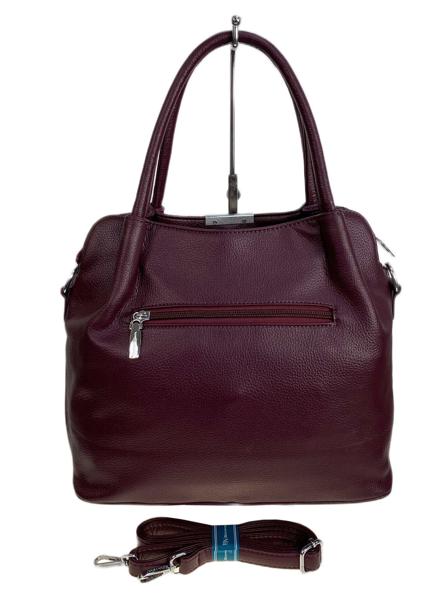 На фото 2 - Женская сумка из искусственной кожи и натуральной замши, цвет бордовый