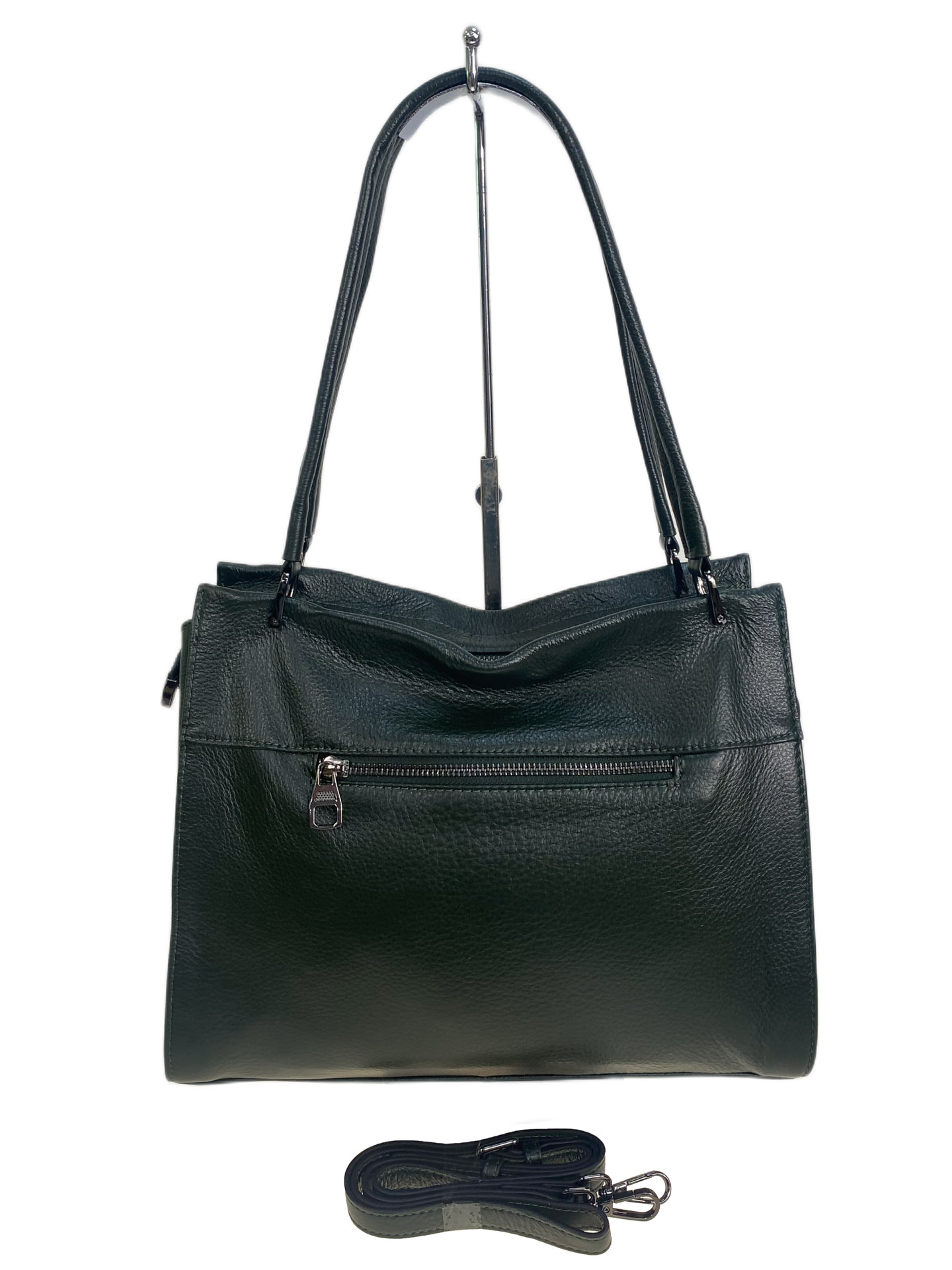 На фото 2 - Женская сумка из натуральной кожи, цвет  зеленый На фото 2 - Женская сумка из натуральной кожи, цвет  зеленый