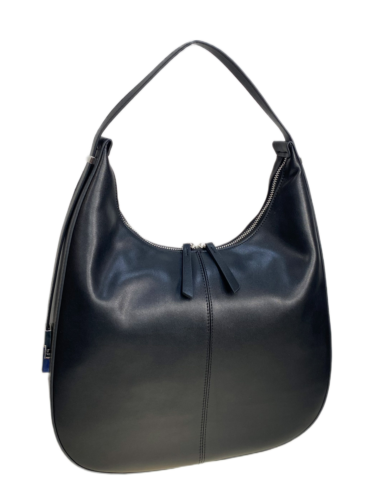 На фото 1 - Женская сумка из натуральной кожи, цвет  черный