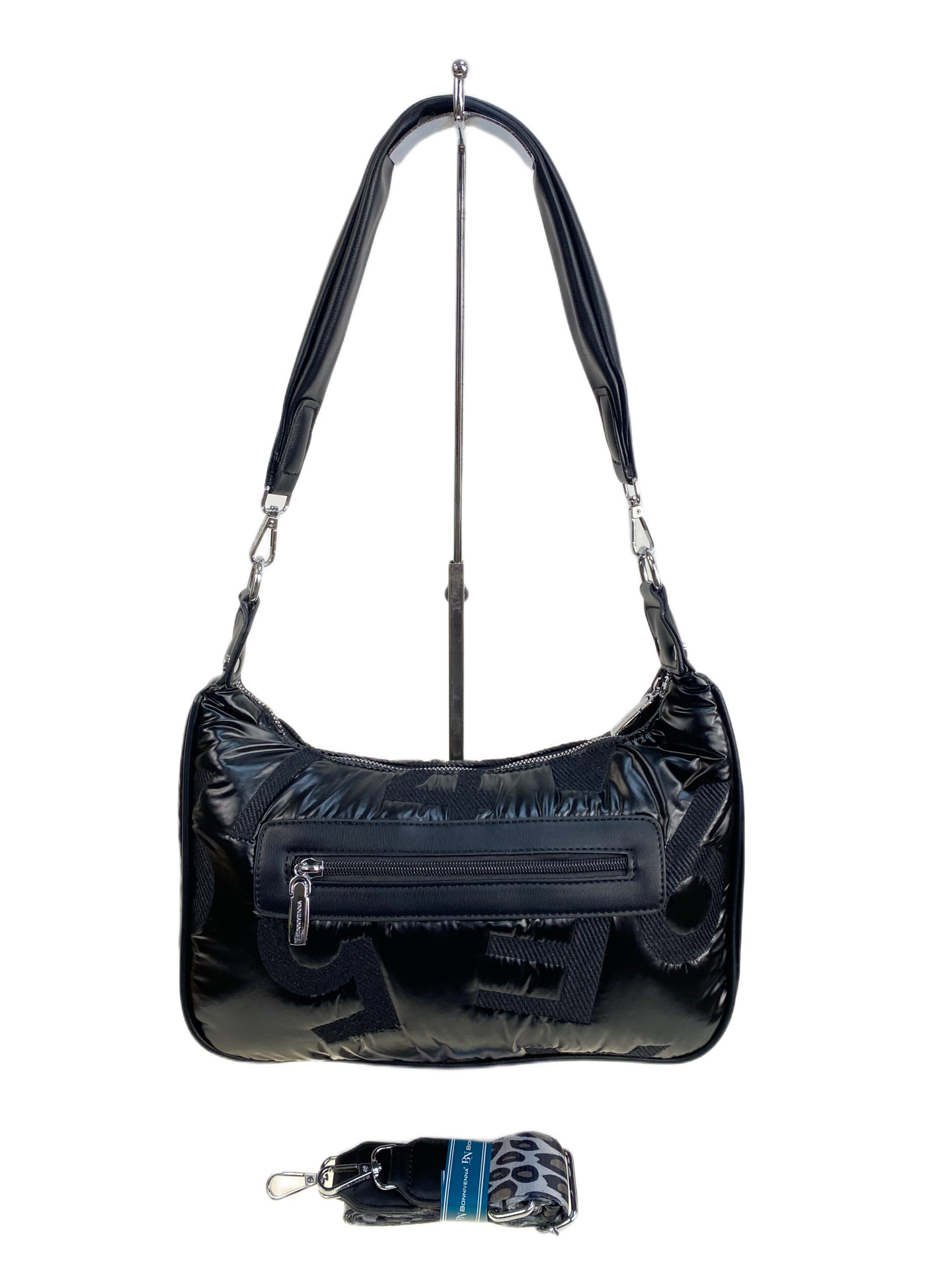 На фото 2 - Сумка из болоньи  через плечо, цвет черный