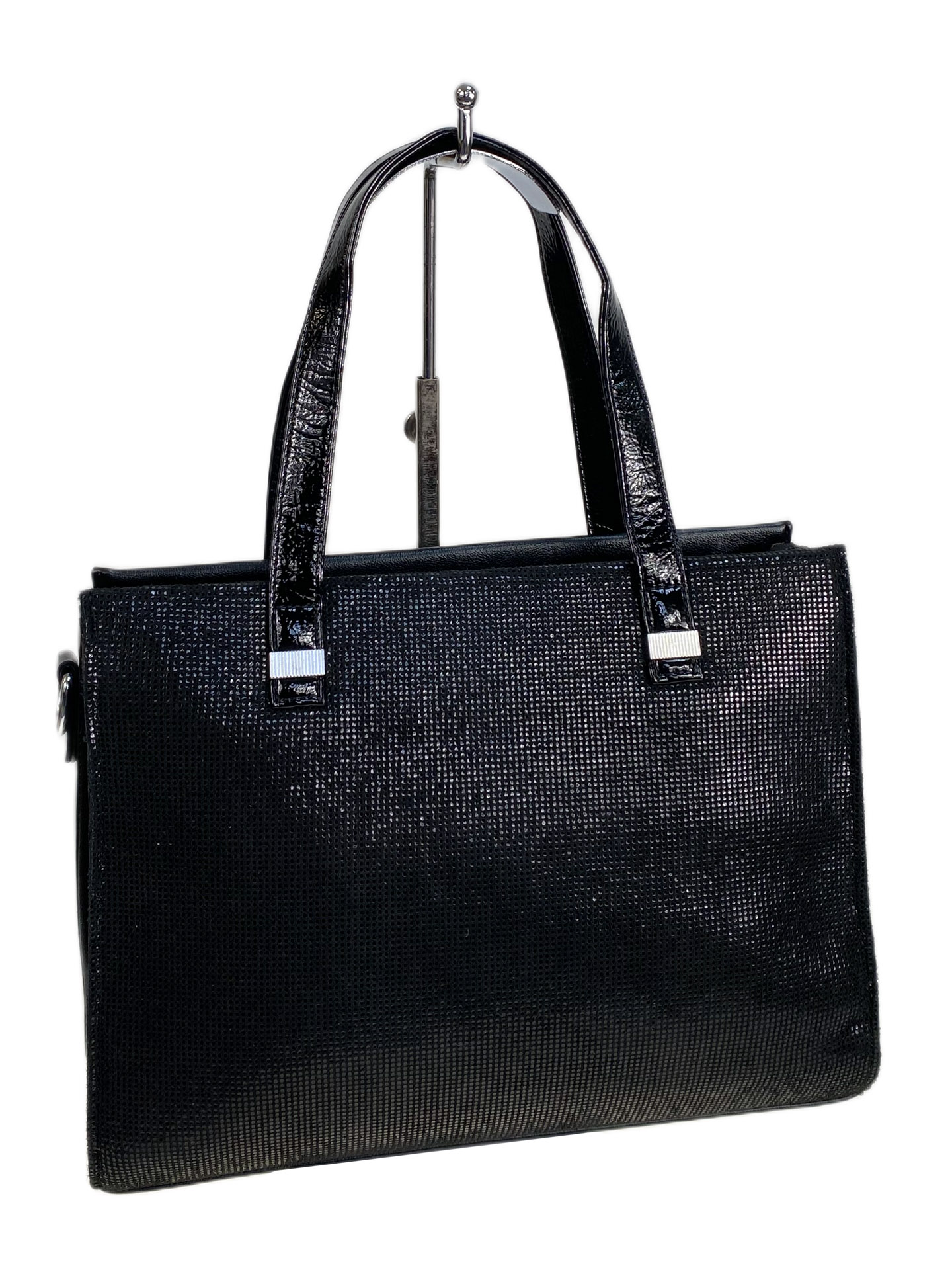 На фото 1 - Женская сумка из искусственной кожи и натуральной замши, цвет черный