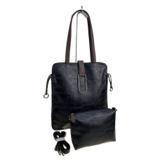 На фото 1 - Женская сумка из натуральной кожи, цвет  черный