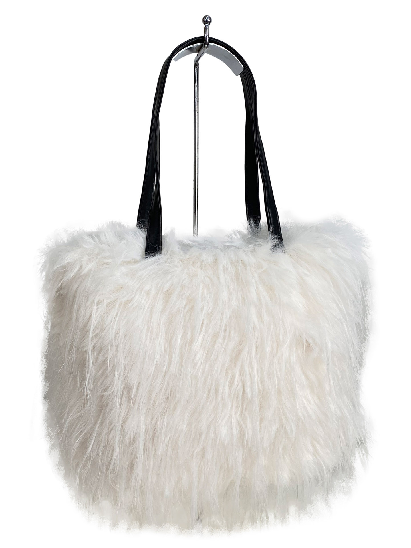 На фото 1 - Женская сумка из искусственного меха, цвет белый