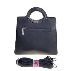 На фото 2 - Женская сумка из искусственной кожи, цвет серо - черный На фото 2 - Женская сумка из искусственной кожи, цвет серо - черный