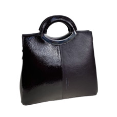 На фото 1 - Женская сумка из искусственной кожи, цвет шоколадно-черный