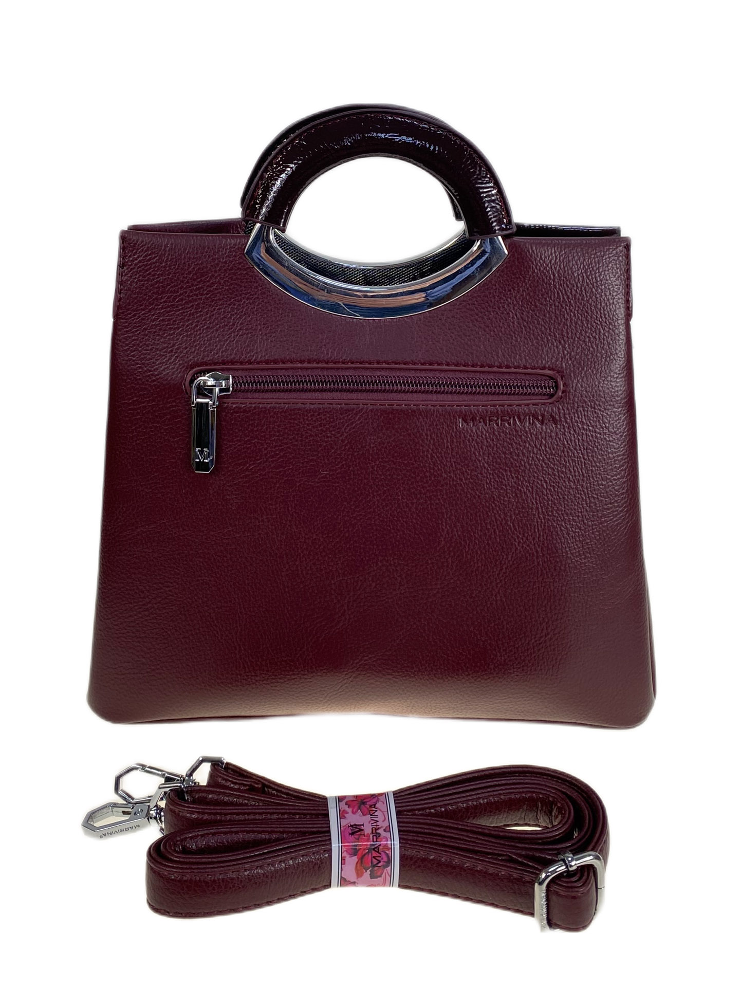 На фото 2 - Женская сумка из искусственной кожи, цвет бордовый