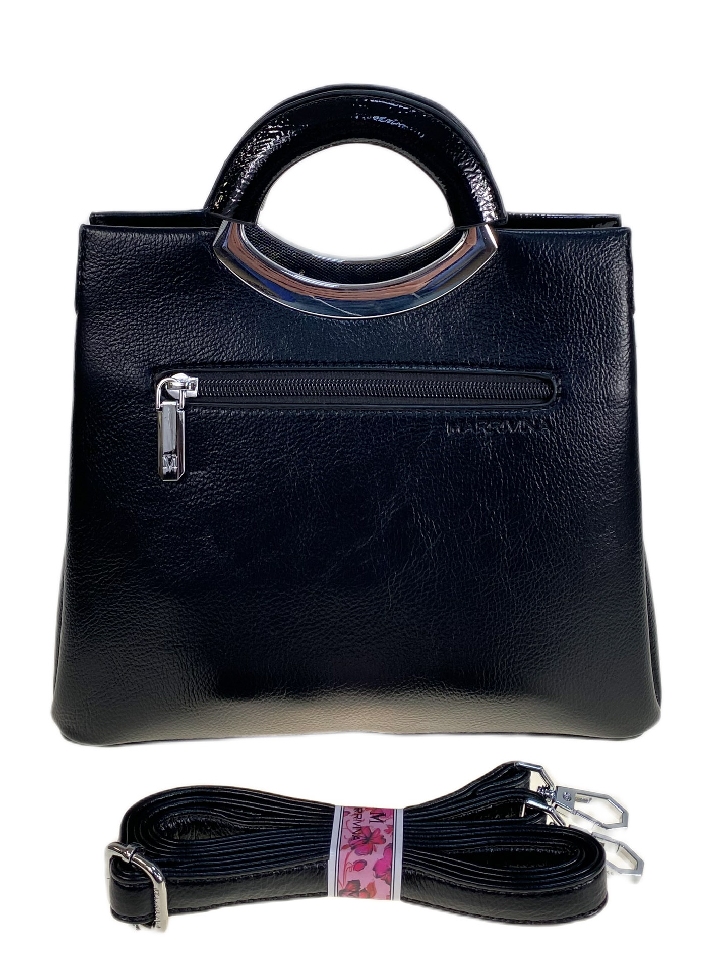 На фото 2 - Женская сумка из искусственной кожи, цвет черный