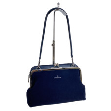 На фото 1 - Женская сумка из искусственной кожи и натуральной замши, цвет синий