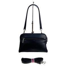 На фото 2 - Женская сумка из искусственной кожи и натуральной замши, цвет черный