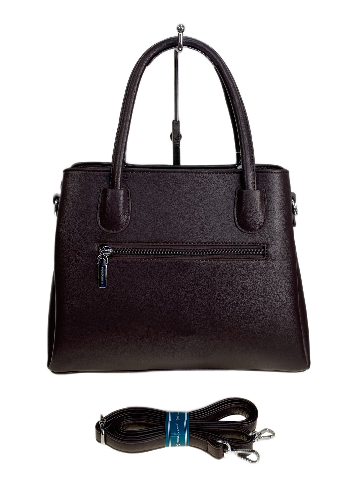 На фото 2 - Женская сумка из искусственной кожи и натуральной замши, цвет шоколад