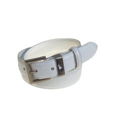 На фото 1 - Ремень женский из натуральной кожи, цвет белый