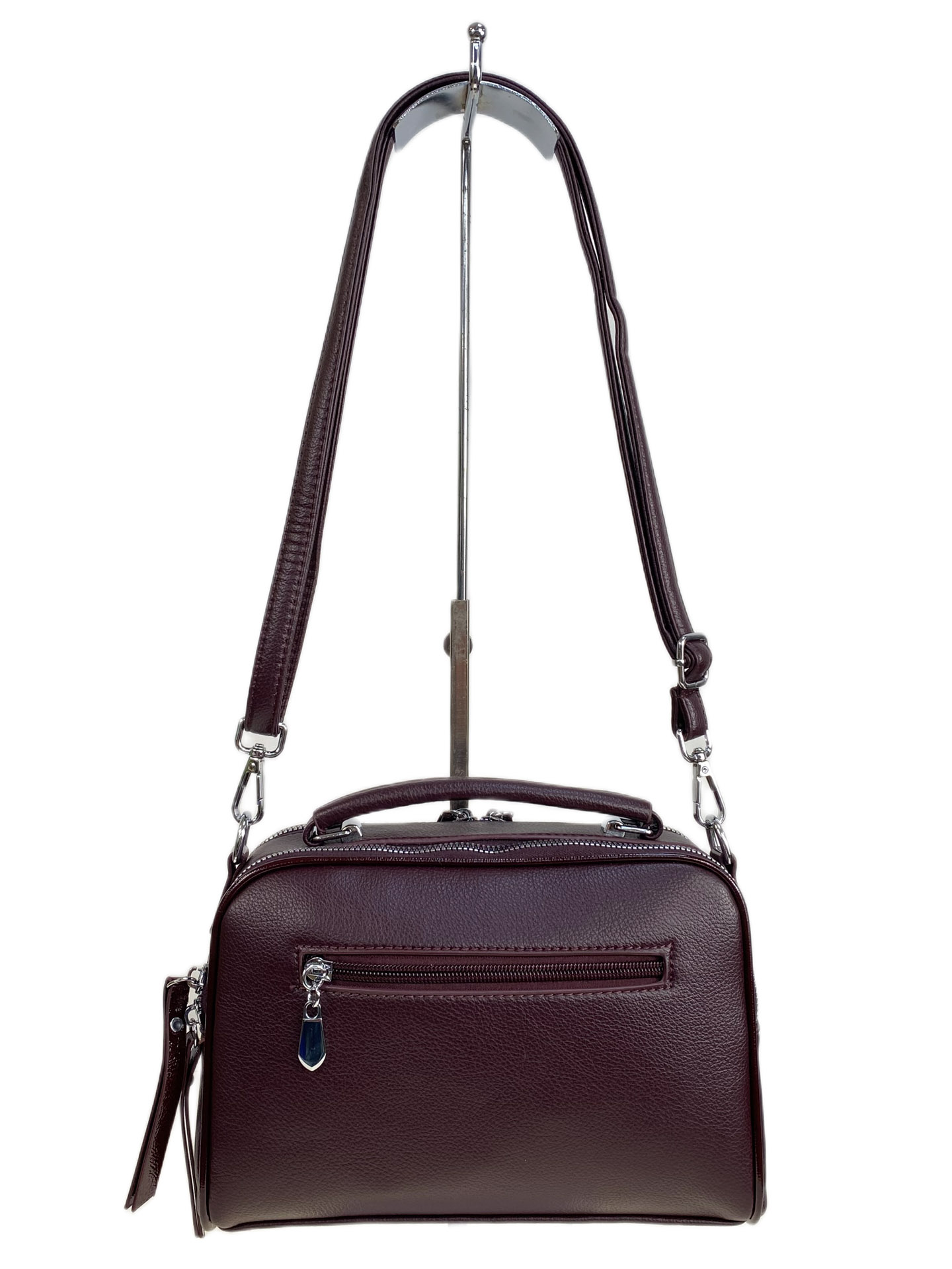 На фото 2 - Женская сумка из искусственной кожи и замши, цвет бордовый