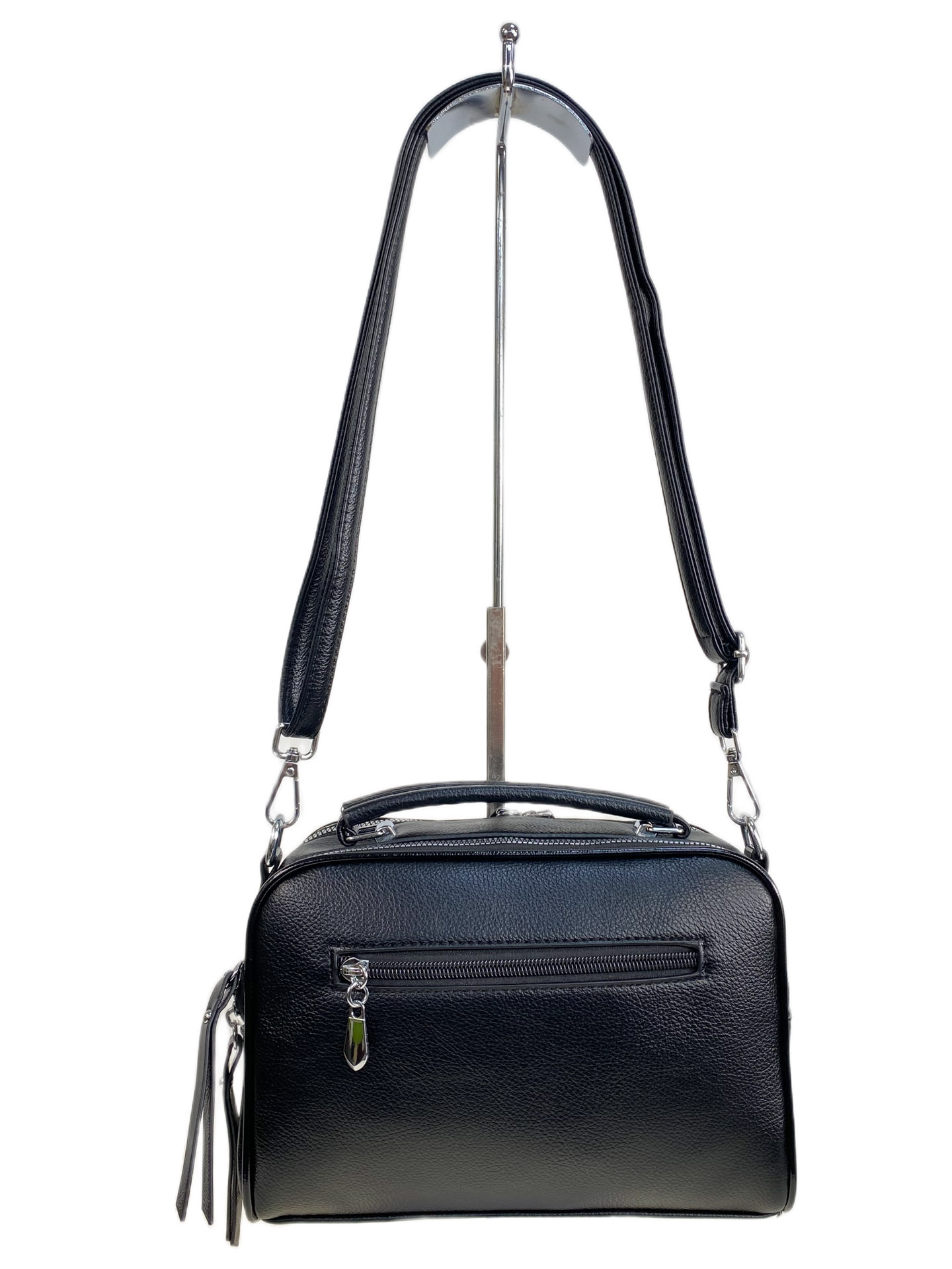 На фото 2 - Женская сумка из искусственной кожи и замши, цвет черный