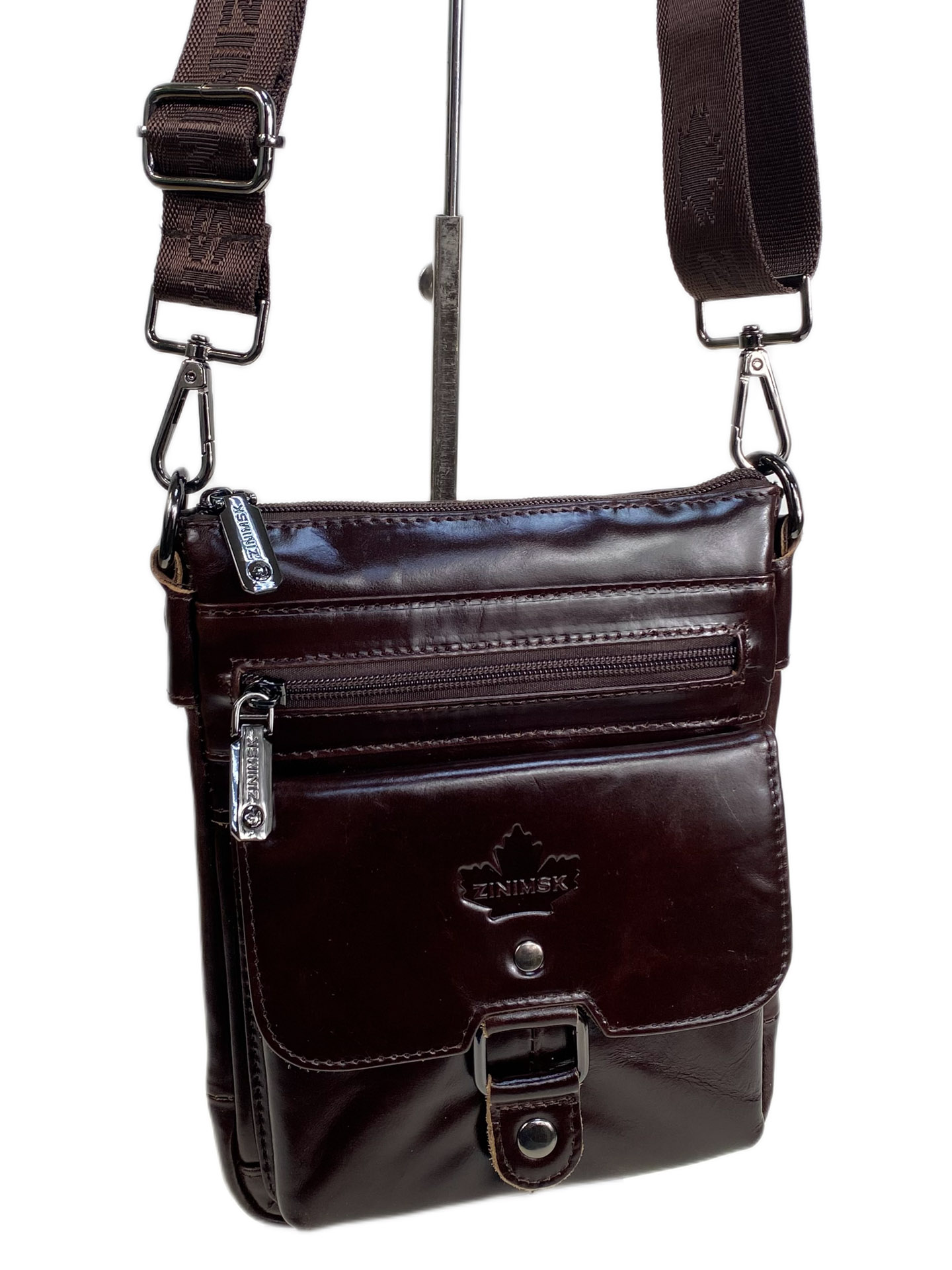 На фото 1 - Сумка мужская из натуральной кожи, цвет кофе