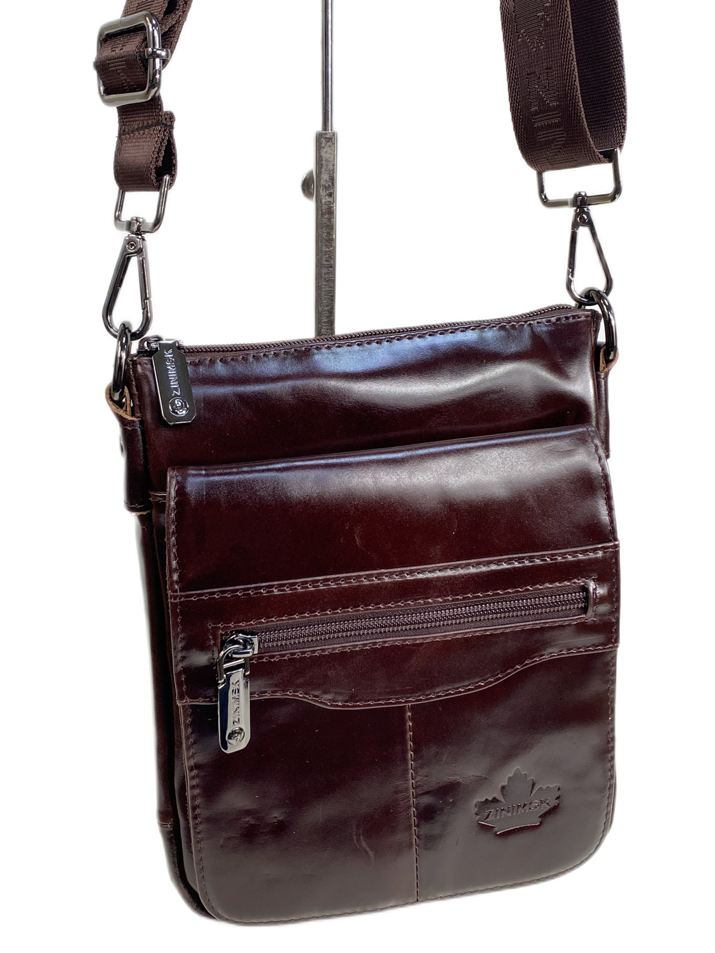 На фото 1 - Сумка мужская из натуральной кожи, цвет кофе