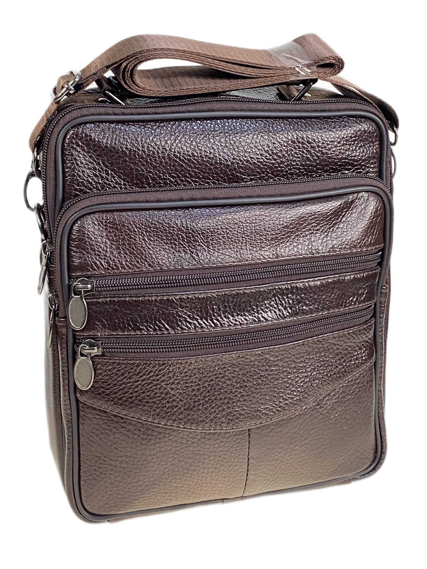 На фото 1 - Сумка мужская  из натуральной кожи, цвет коричневый