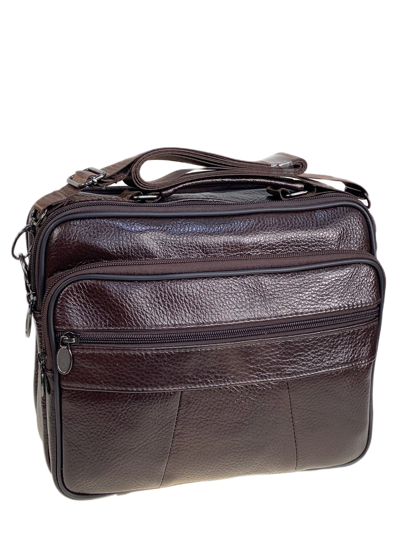 На фото 1 - Сумка мужская из натуральной кожи, цвет коричневый