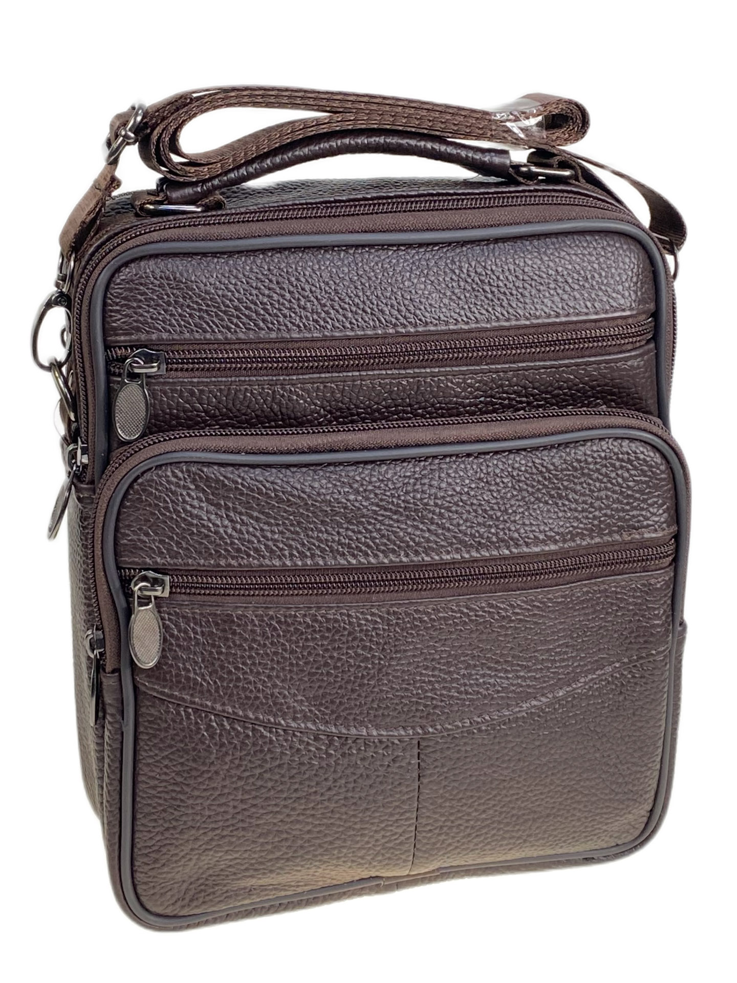 На фото 1 - Сумка мужская  из натуральной кожи, цвет коричневый