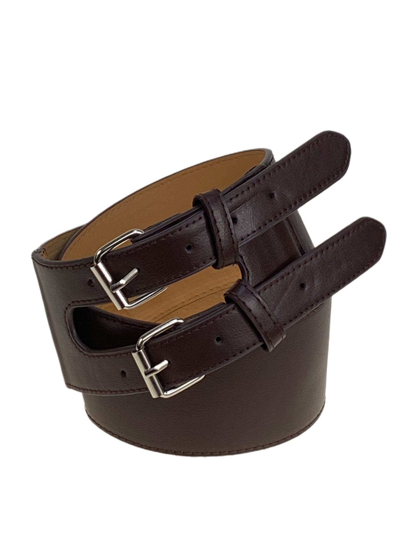 На фото 1 - Ремень женский широкий из искусственной кожи, цвет шоколад