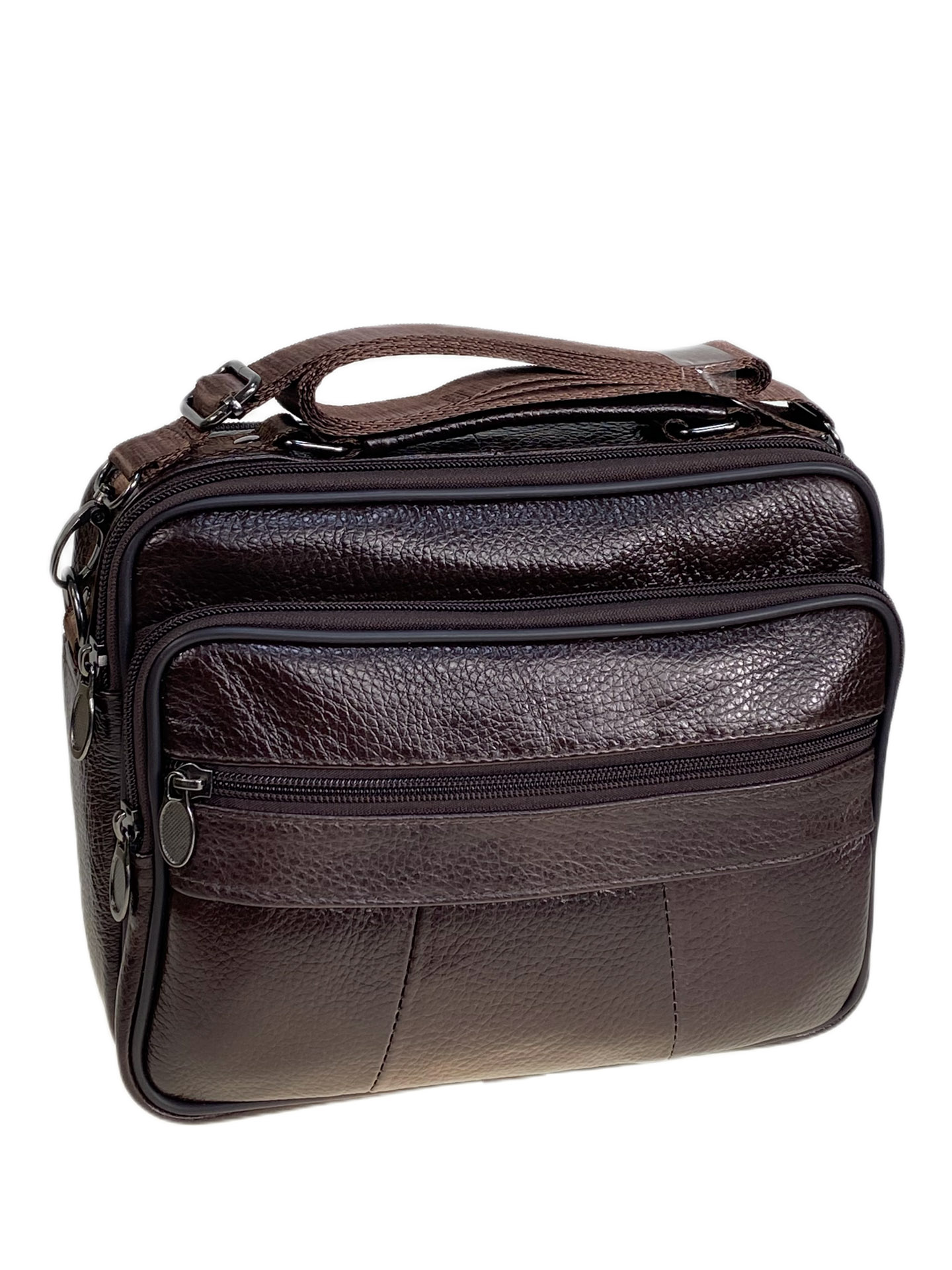 На фото 1 - Сумка мужская  из натуральной кожи, цвет коричневый