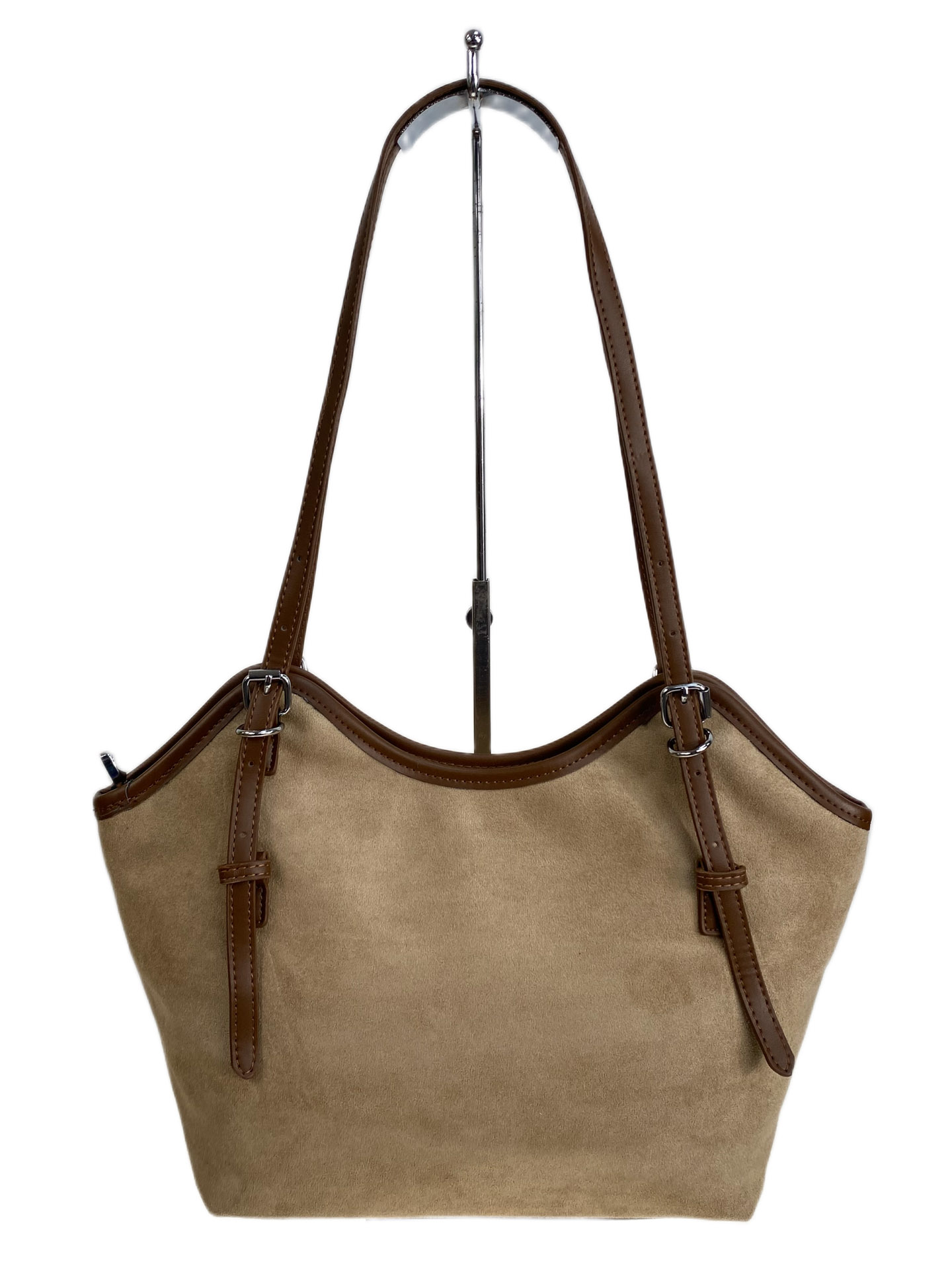 На фото 2 - Женская сумка из искусственной замши, цвет бежево-коричневый