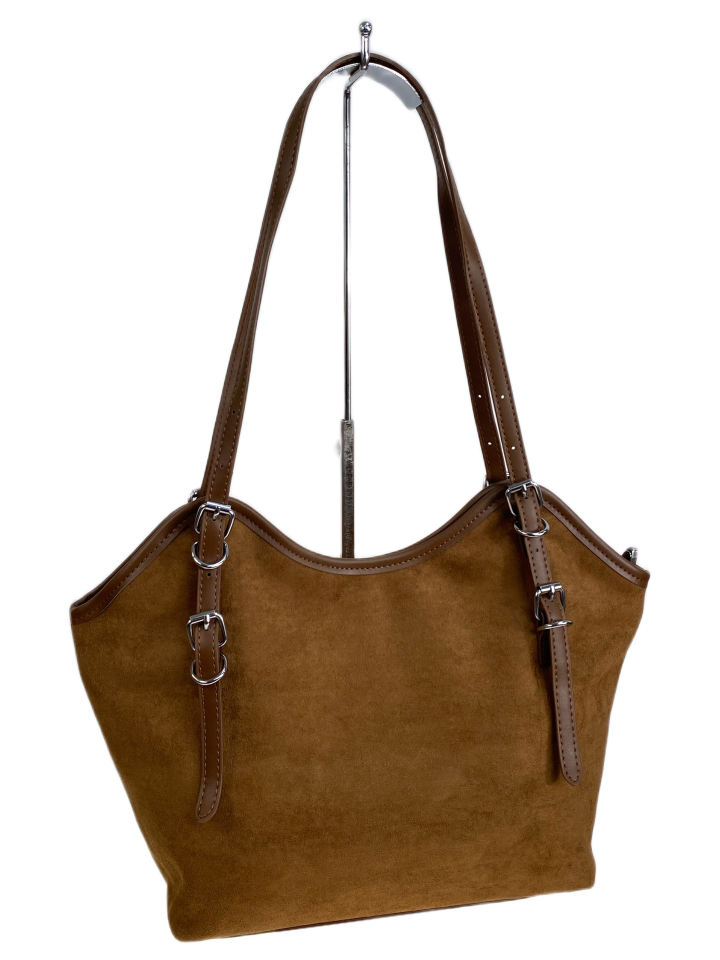 На фото 1 - Женская сумка из искусственной замши, цвет коричнево-рыжий