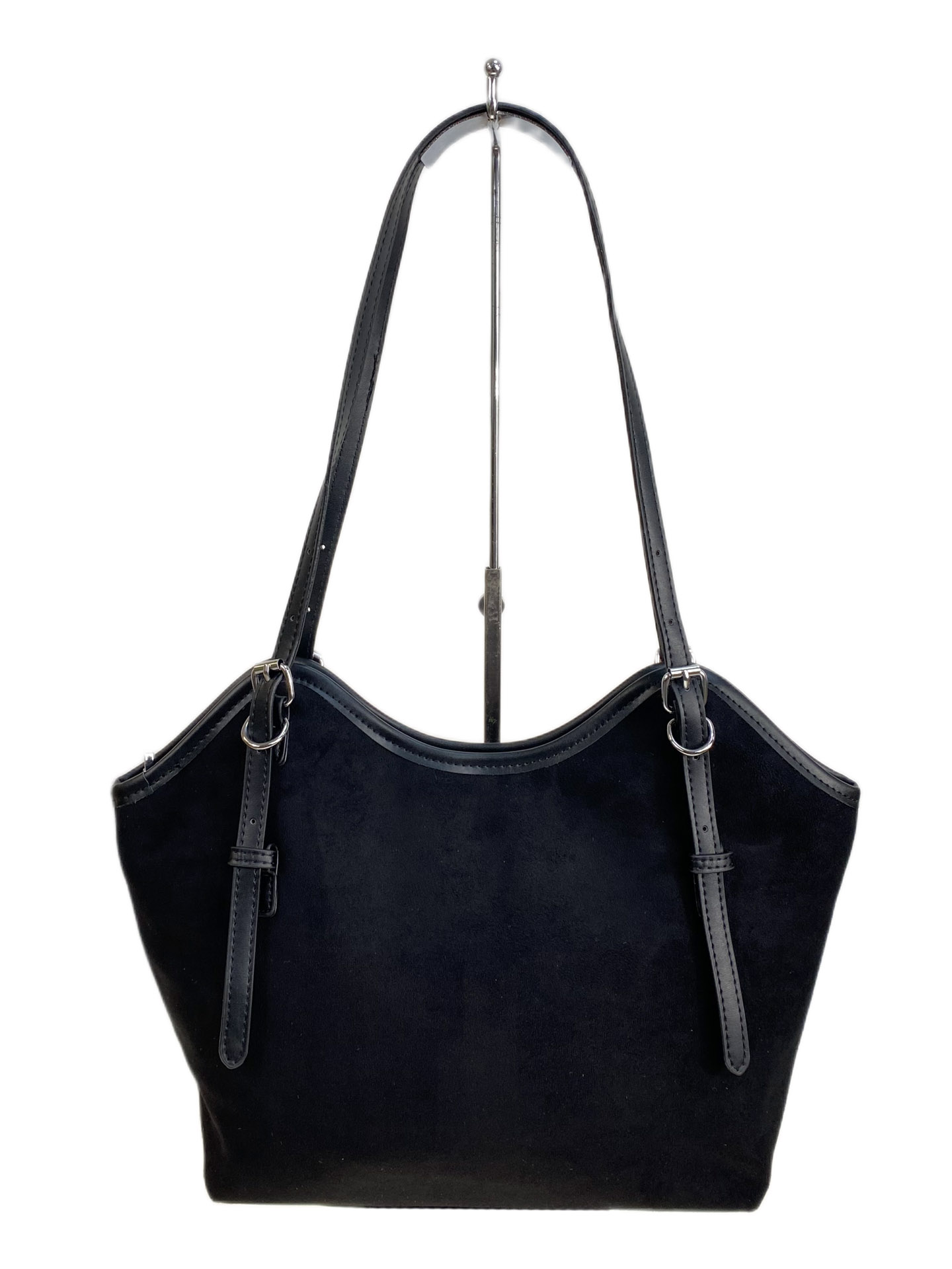 На фото 2 - Женская сумка из искусственной замши, цвет черный