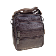 На фото 1 - Сумка мужская из натуральной кожи, цвет коричневый